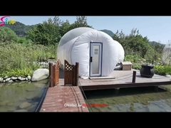 5m dome clear top inflatable lodge bubble hotel with steel frame tunnel for resort glamping