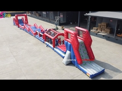 42 meters long adults interactive inflatable obstacle course with freestyle airbag for start